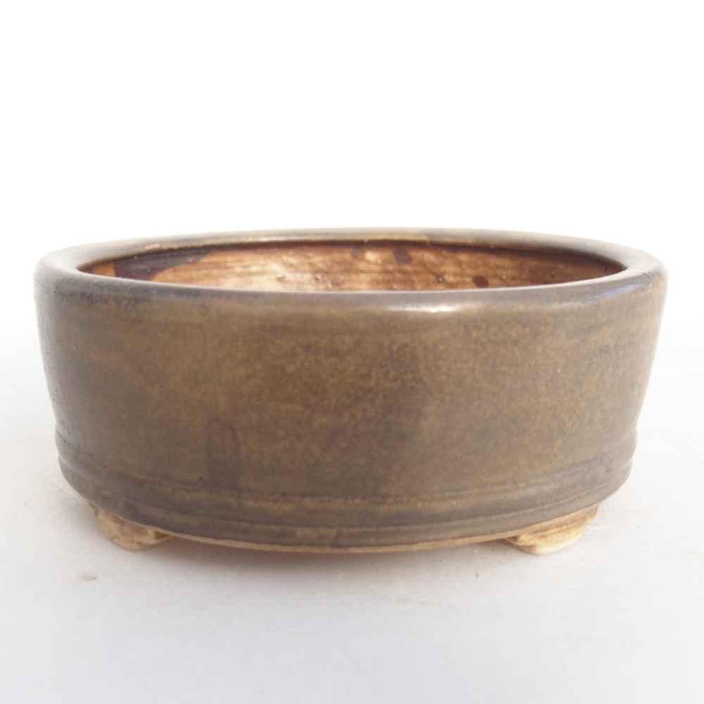 Keramická miska na bonsaje 9 x 9 x 3,5 cm, hnedá