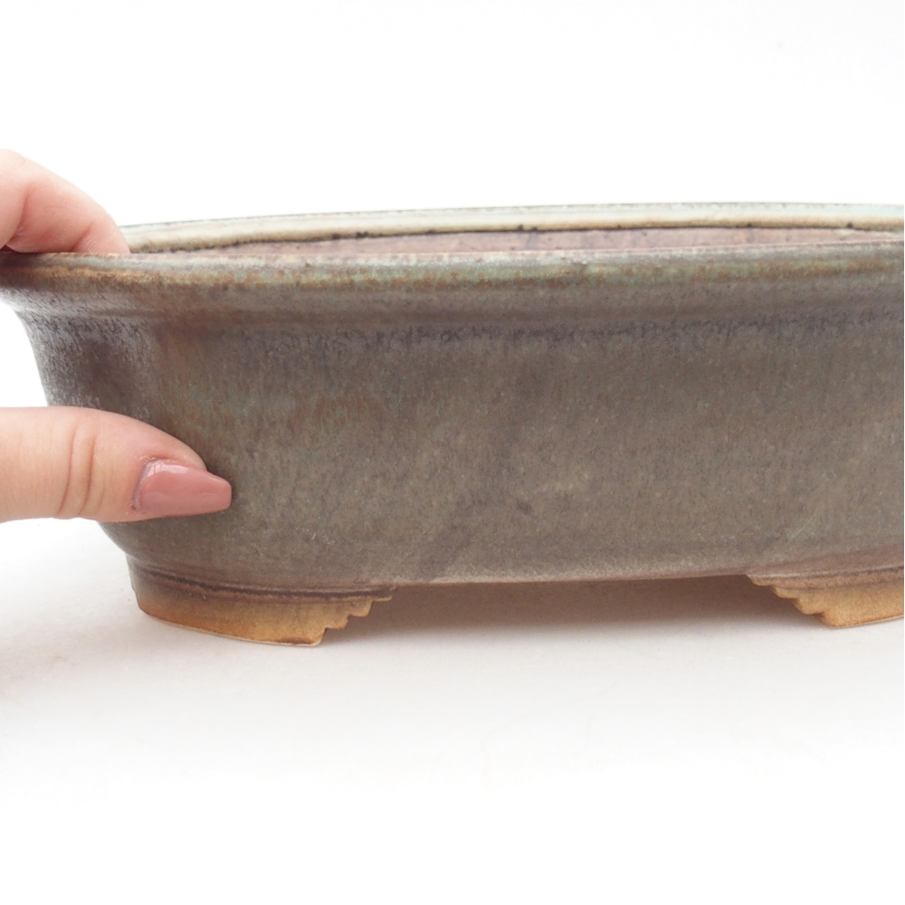 Keramická bonsajová miska 25 x 21,5 x 7,5 cm, zelená