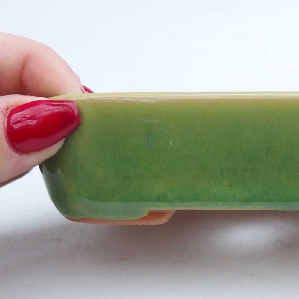 Keramická miska na bonsaje 12 x 9 x 3 cm, zelená