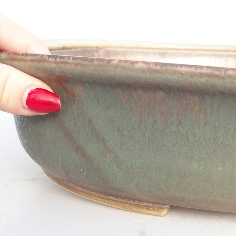 Keramická bonsajová miska 32,5 x 28,5 x 7,5 cm, zelená