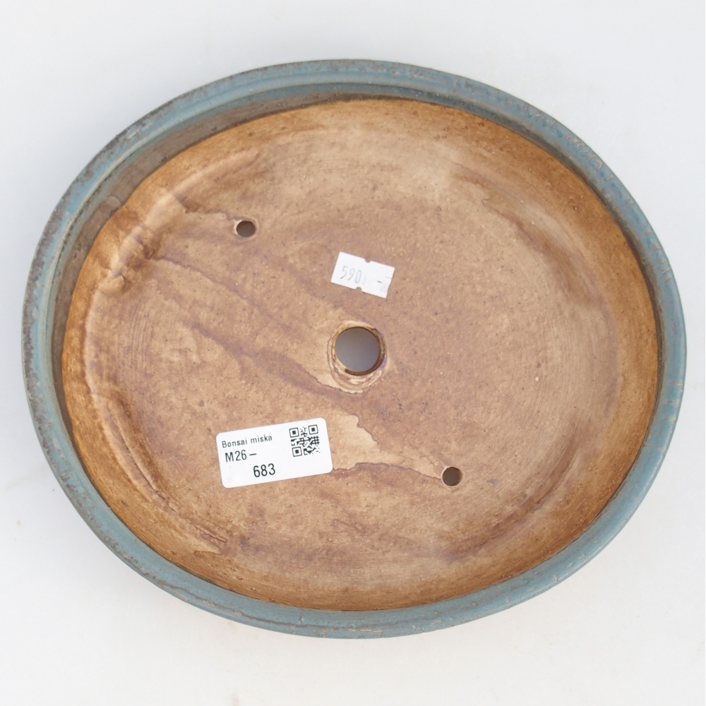Keramická bonsajová miska 25 x 20 x 7,5 cm, zelená