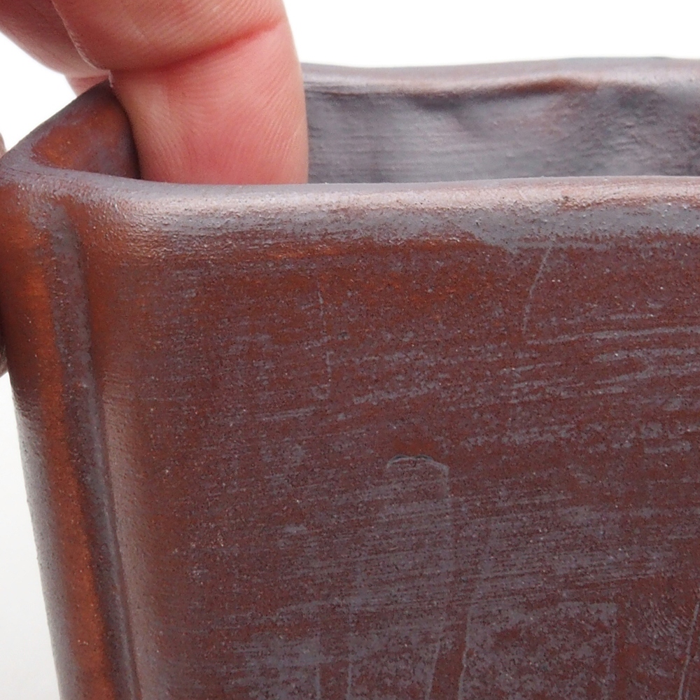 Keramická bonsai miska 7 x 7 x 8 cm, farba kovová