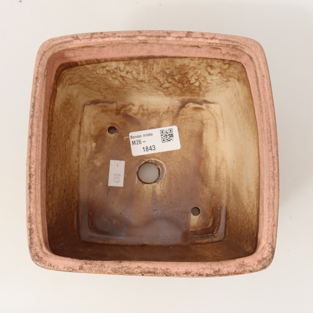 Keramická miska na bonsai 16 x 16 x 10 cm, farba ružová
