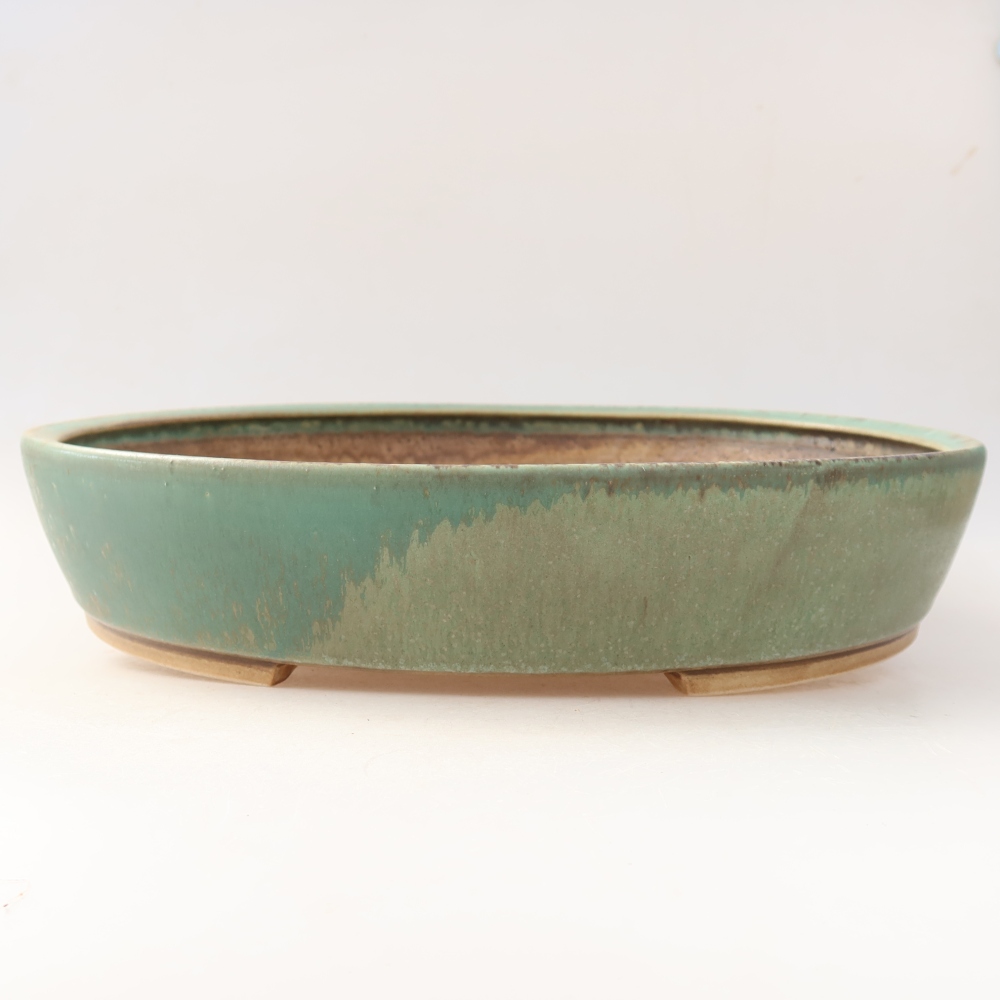 Keramická miska na bonsaje 32 x 27,5 x 6,5 cm, farba zelená