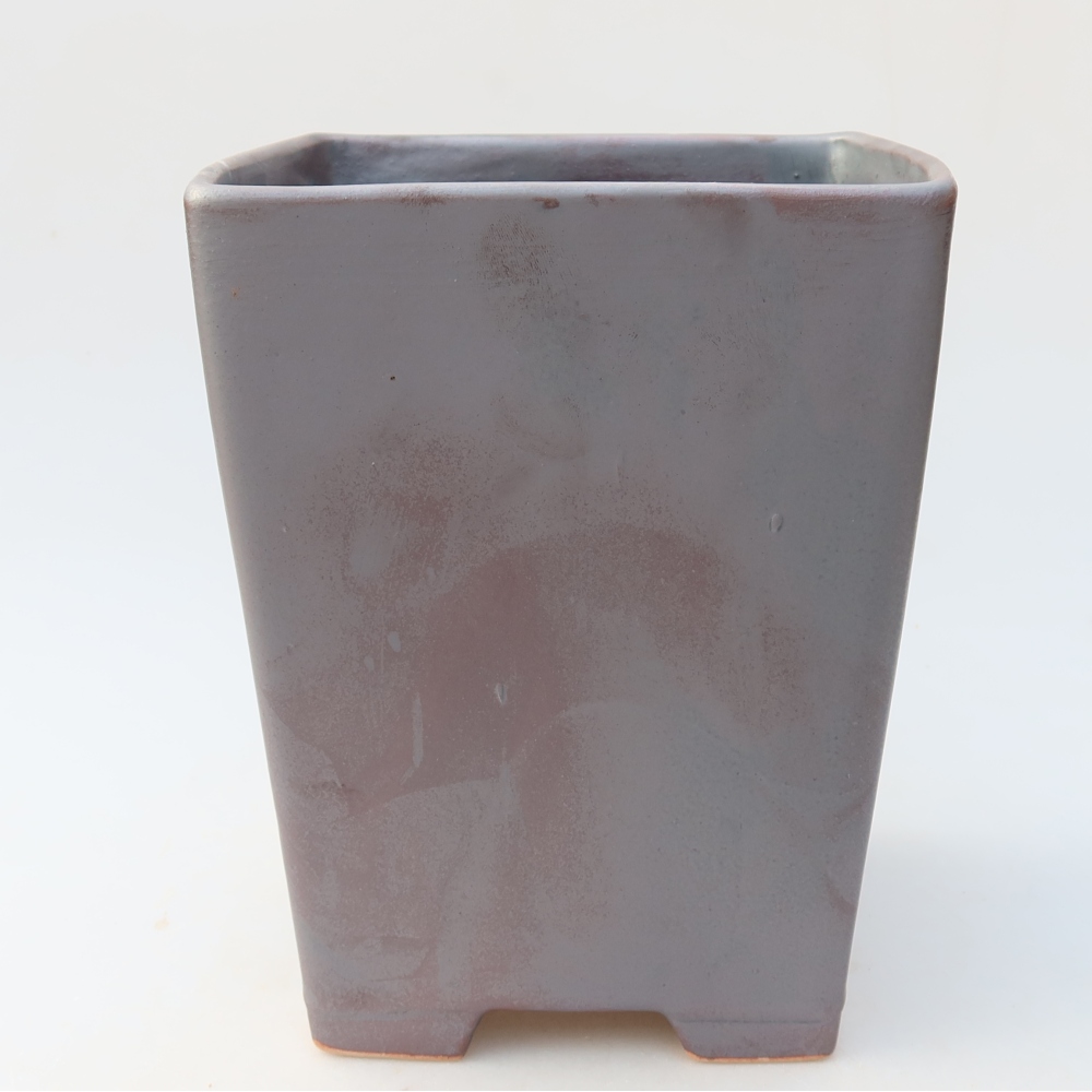 Keramická bonsajová miska 15 x 15 x 19,5 cm, farba kovu