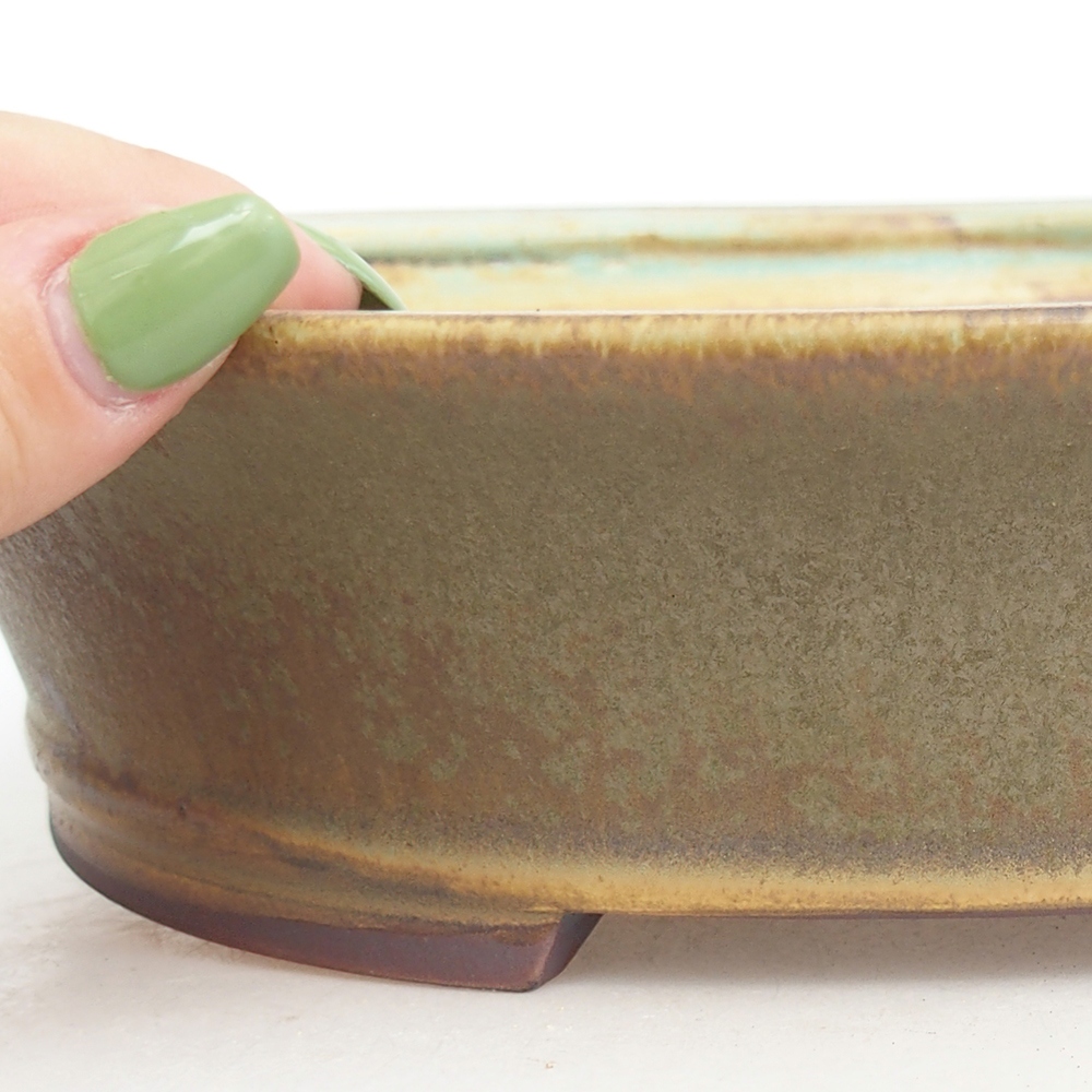 Keramická bonsajová miska 28 x 25 x 6,5 cm, zelená
