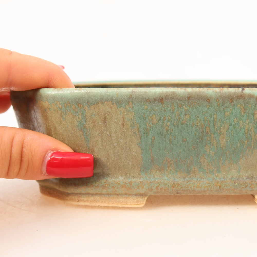 Keramická miska na bonsaje 17,5 x 14,5 x 5 cm, farba zelená