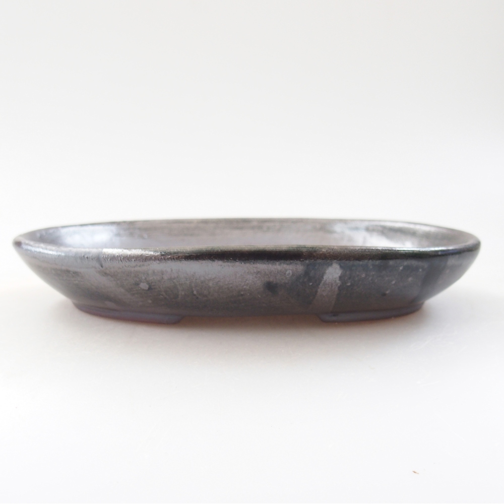 Keramická miska na bonsaje 15,5 x 11 x 2,5 cm, zelená metalíza