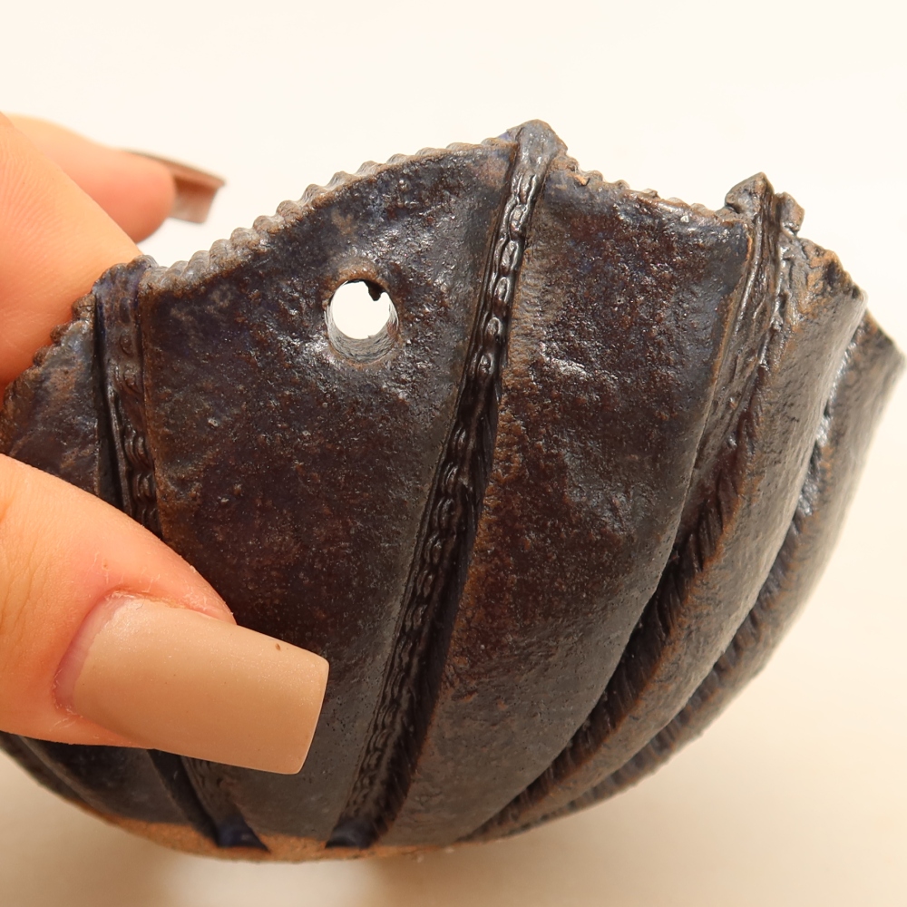 Keramická škrupina na kokedamu 10,5 x 10 x 7 cm, farba modrá