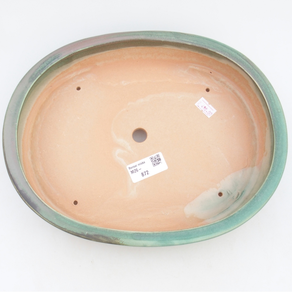 Keramická miska na bonsaje 26,5 x 21 x 5 cm, zelená