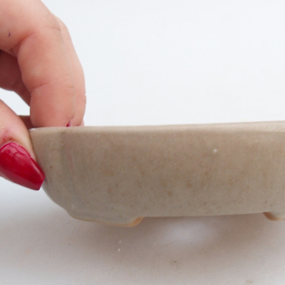 Keramická miska na bonsaje 11 x 11 x 3 cm, farba béžová