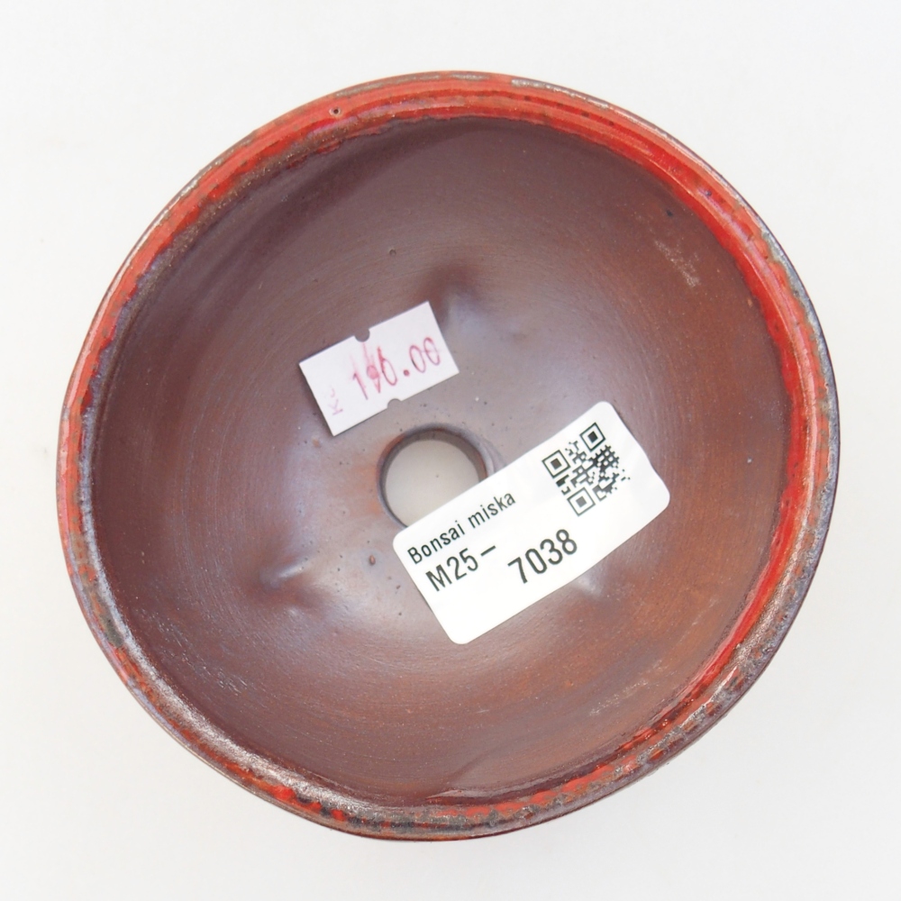 Keramická miska na bonsaje 9,5 x 9,5 x 5 cm, farba červená