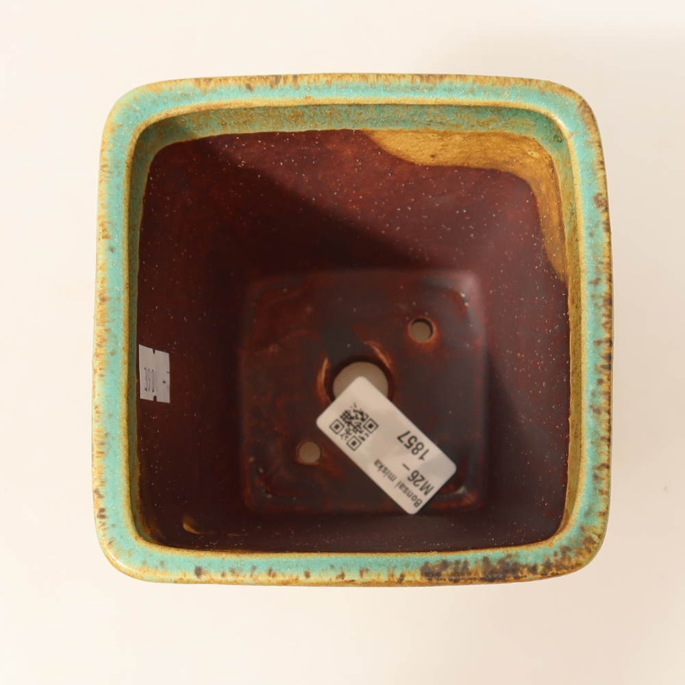 Keramická miska na bonsai 10,5 x 10,5 x 12 cm, farba zelená