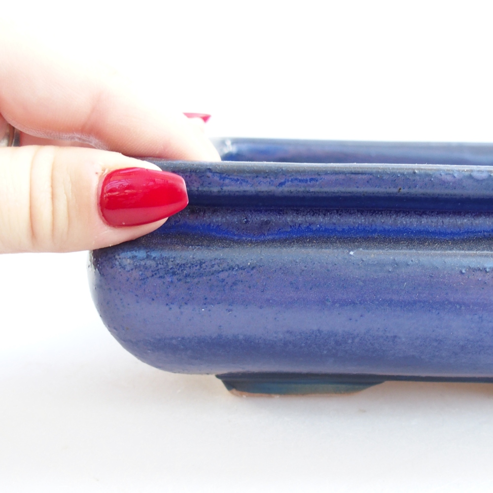 Keramická miska na bonsaje 15,5 x 15,5 x 6 cm, farba modrá