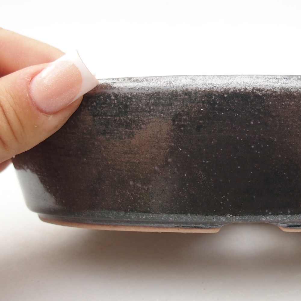 Keramická bonsajová miska 16,5 x 11,5 x 4,5 cm, farba kovu