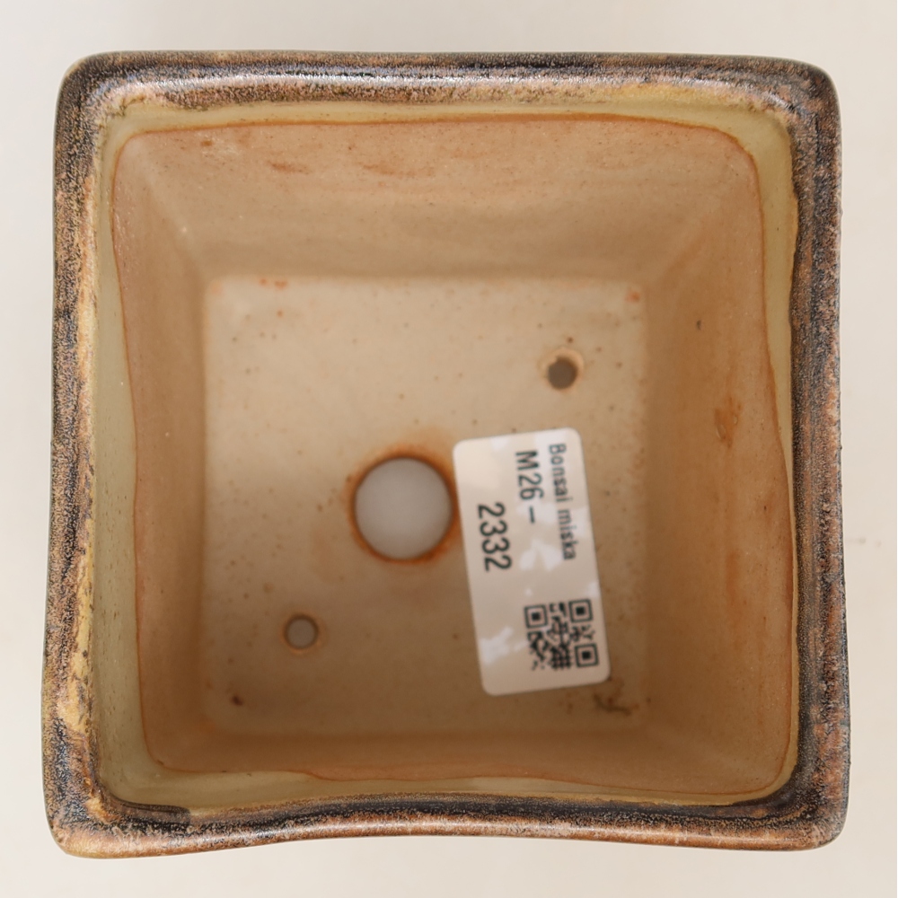 Keramická miska na bonsai 8,5 x 8,5 x 9 cm, farba hnedá