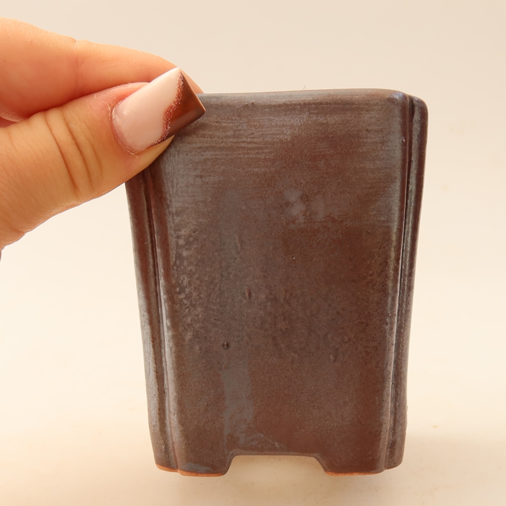 Keramická miska na bonsaje 7 x 7 x 8,5 cm, farba: kovová
