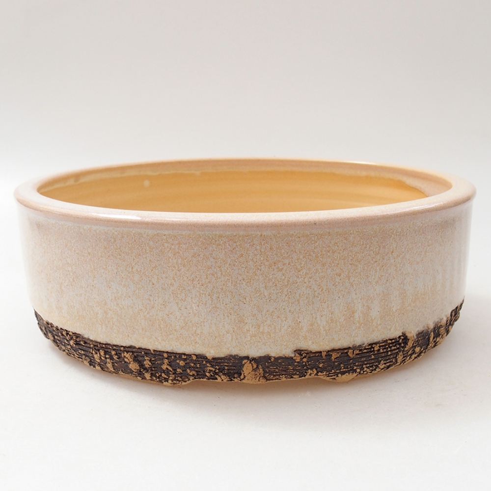 Keramická bonsai miska 18,5 x 18,5 x 6 cm, farba béžová