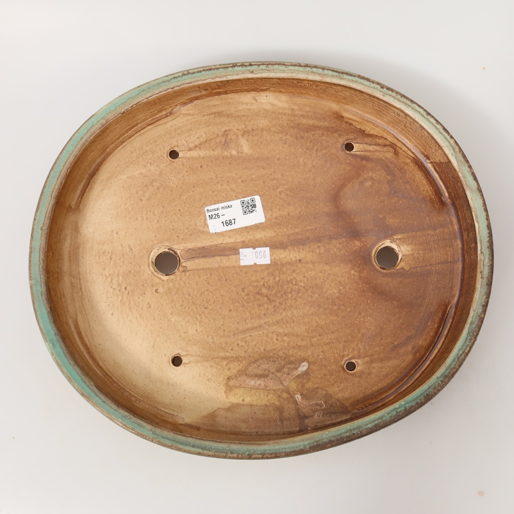 Keramická miska na bonsai 30,5 x 26,5 x 4 cm, farba zelená