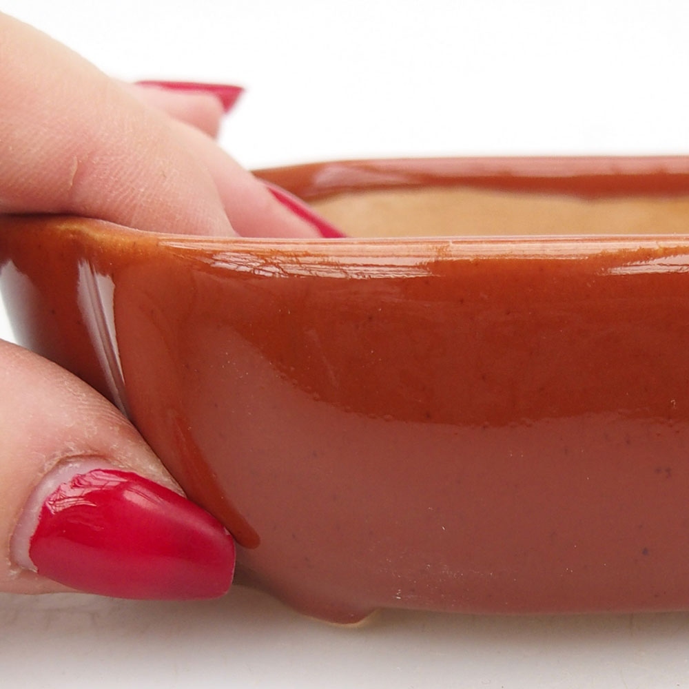 Keramická miska na bonsaje 10,5 x 8,5 x 3,5 cm, hnedá