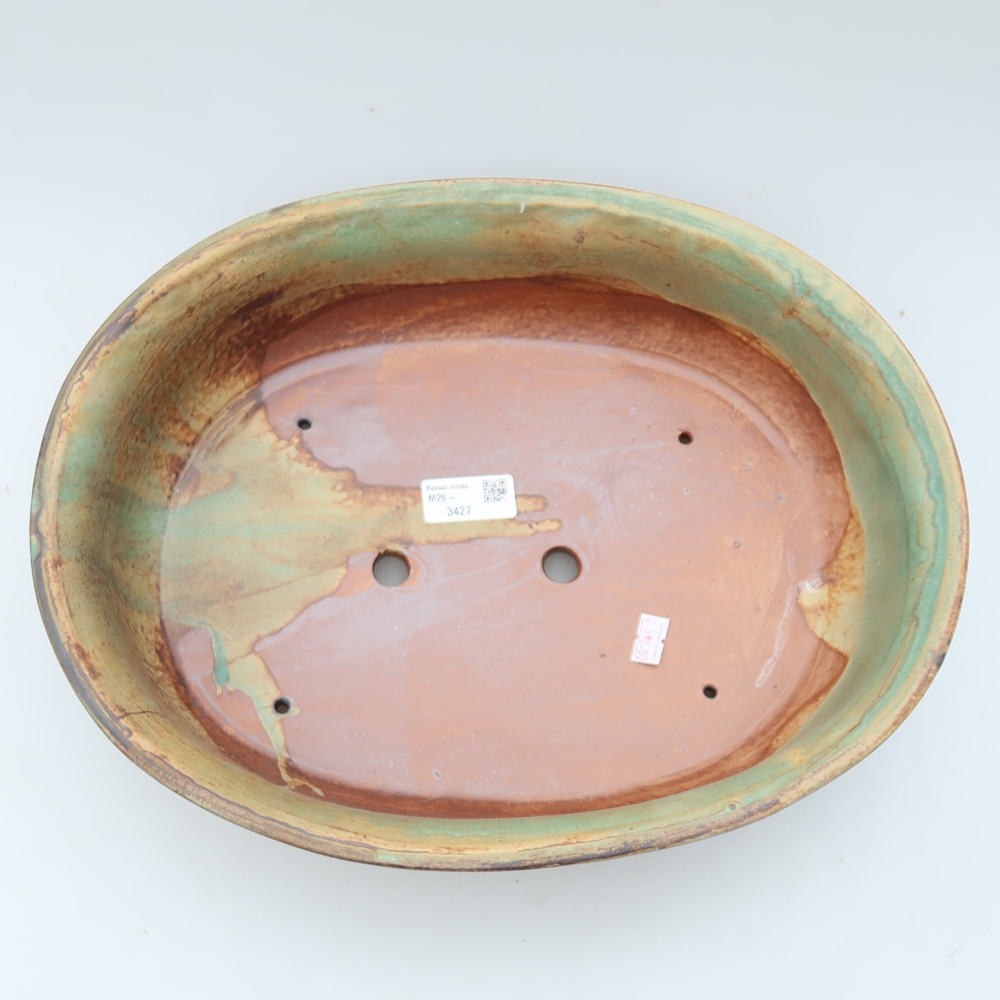 Keramická miska na bonsaje 36 x 28 x 8,5 cm, farba hnedozelená