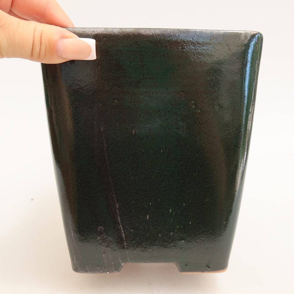 Keramická miska na bonsaje 13,5 x 13,5 x 15 cm, zelená