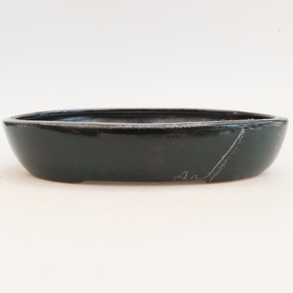 Keramická miska na bonsaje 22 x 17 x 4 cm, farba zelená