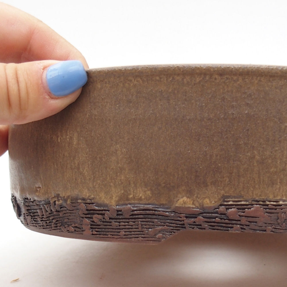 Keramická bonsai miska 20 x 20 x 6 cm, farba hnedá