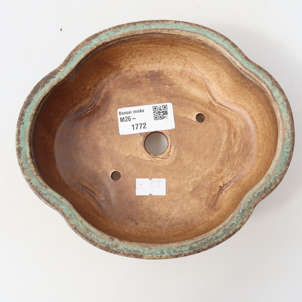 Keramická miska na bonsai 17,5 x 15,5 x 5,5 cm, farba zelená