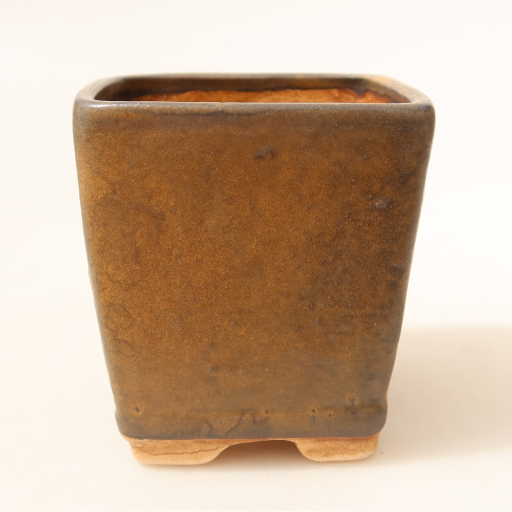 Keramická miska na bonsaje 6,5 x 6,5 x 7 cm, hnedá