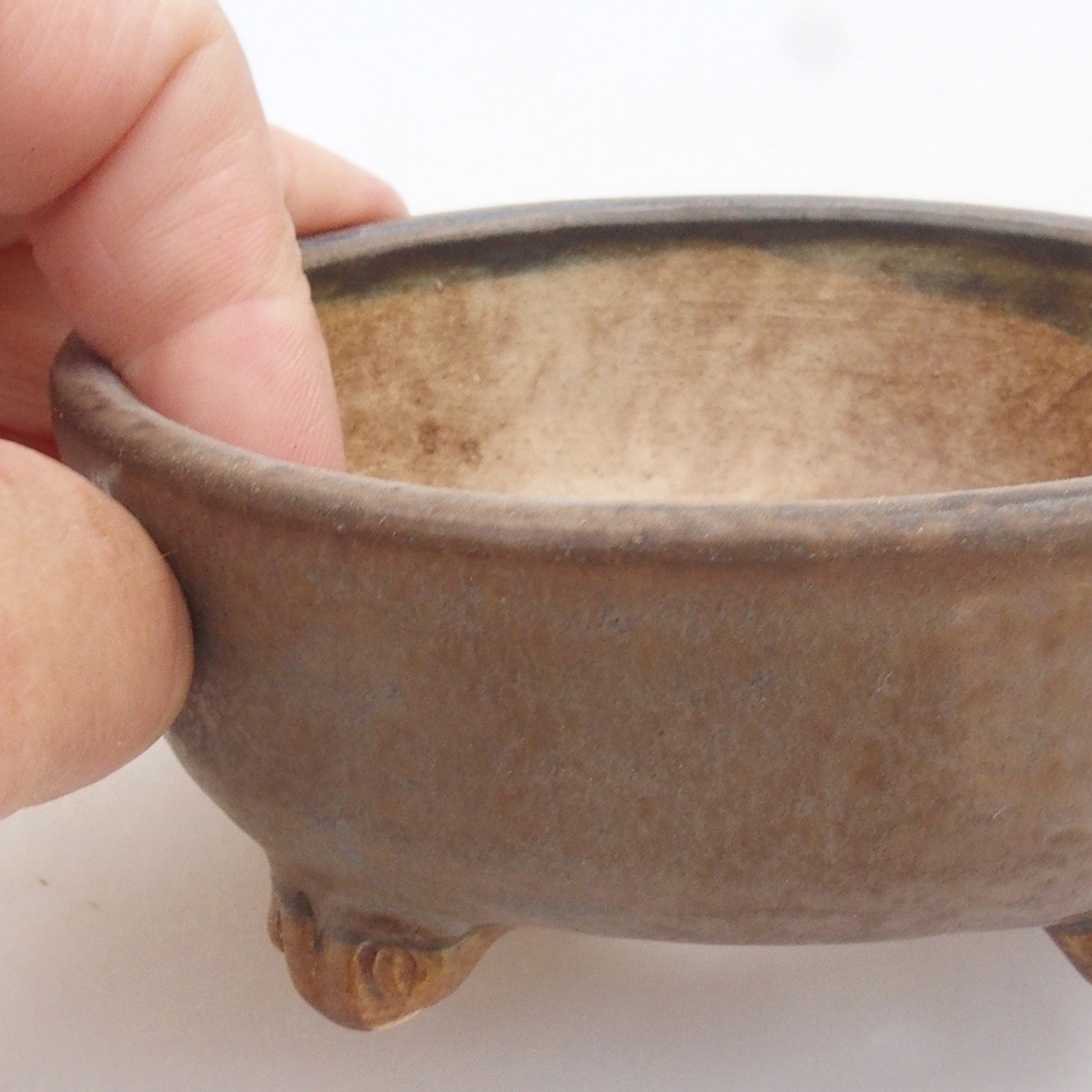 Keramická bonsai miska 10,5 x 10,5 x 4,5 cm, farba hnedá