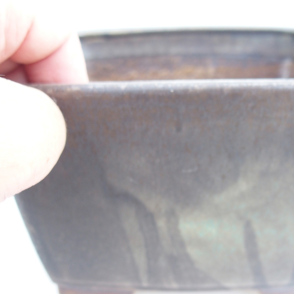 Keramická bonsai miska 15 x 15 x 9,5 cm, farba zelená