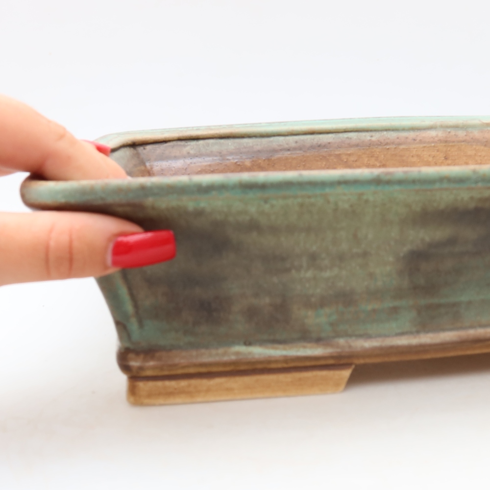 Keramická miska na bonsaje 29,5 x 24 x 8 cm, farba zelená