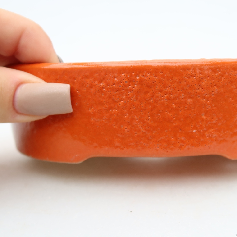 Keramická miska na bonsaje 13 x 10 x 3,5 cm, farba: oranžová