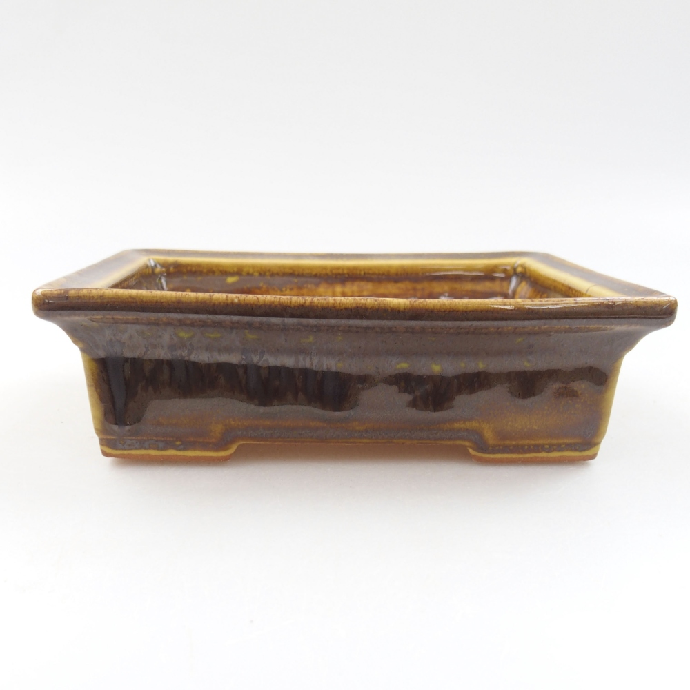 Keramická bonsai miska 13 x 10 x 4 cm, farba žlta