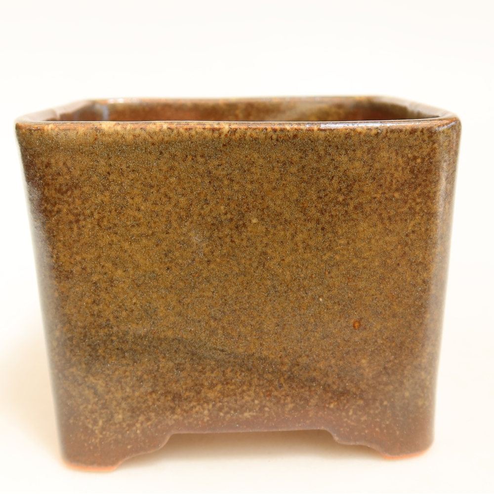 Keramická miska na bonsaje 10 x 10 x 8,5 cm, farba hnedá
