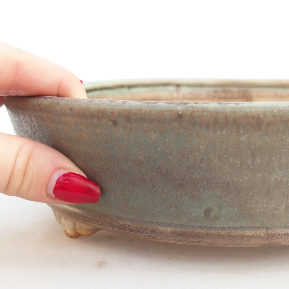 Keramická bonsajová miska 25 x 20 x 7,5 cm, zelená