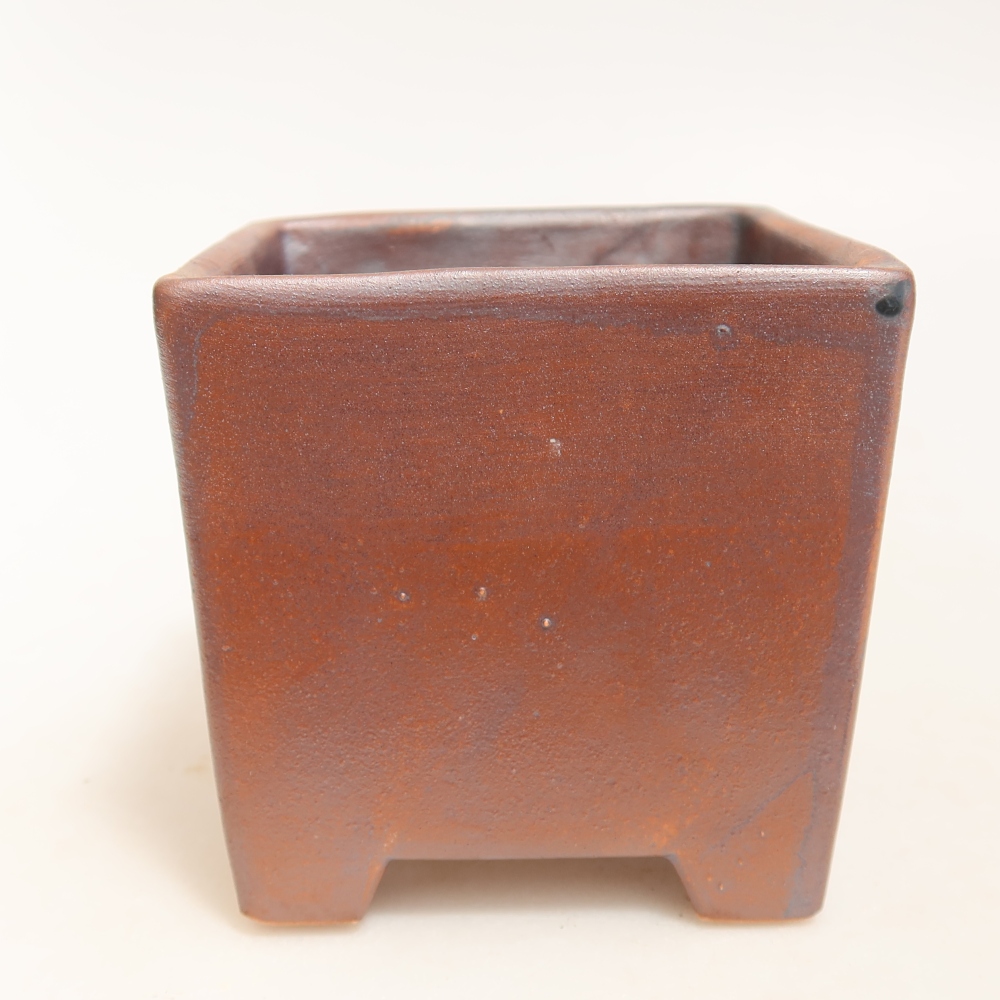 Keramická miska na bonsaje 9 x 9 x 8,5 cm, farba: kovová