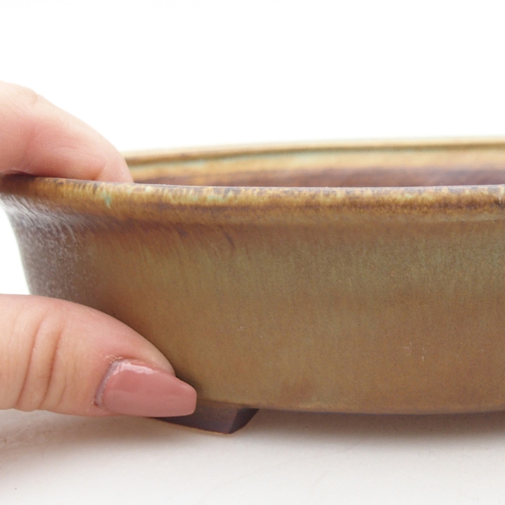 Keramická bonsajová miska 21 x 19 x 8 cm, zelená