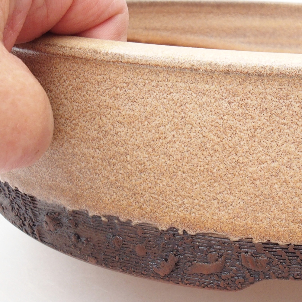 Keramická bonsai miska 24,5 x 24,5 x 6,5 cm, farba béžová