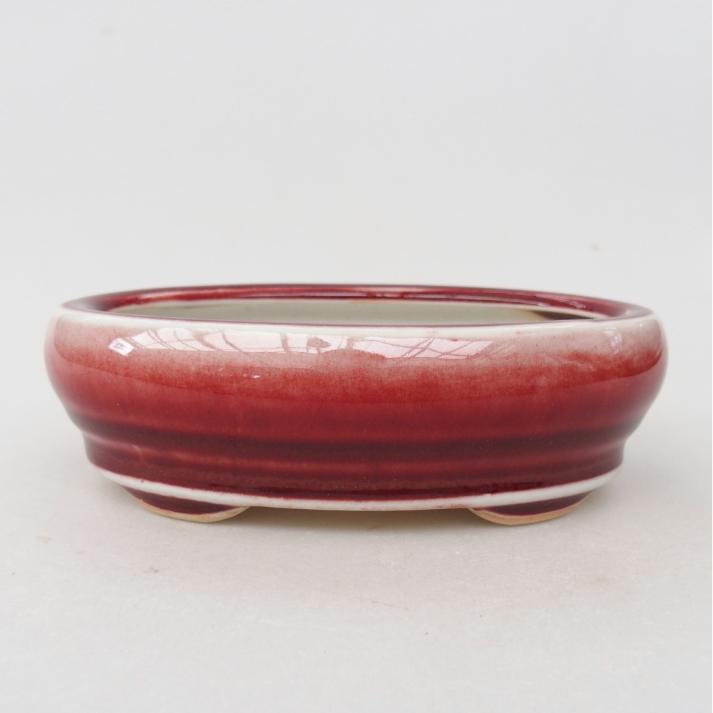 Keramická bonsajová miska 13 x 8,5 x 4 cm, farba červená