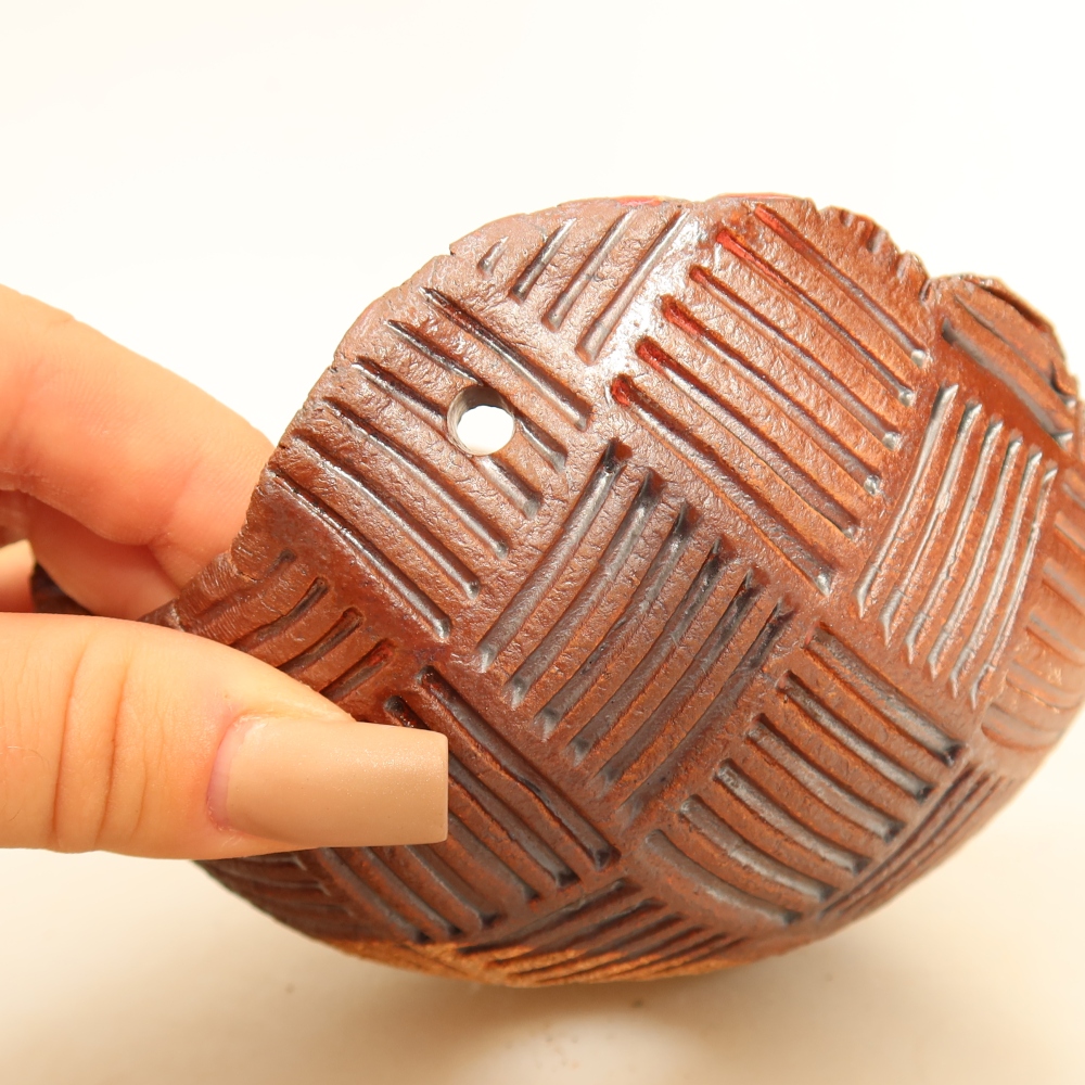 Keramická škrupina na kokedamu 12,5 x 12 x 7,5 cm, farba hnedá