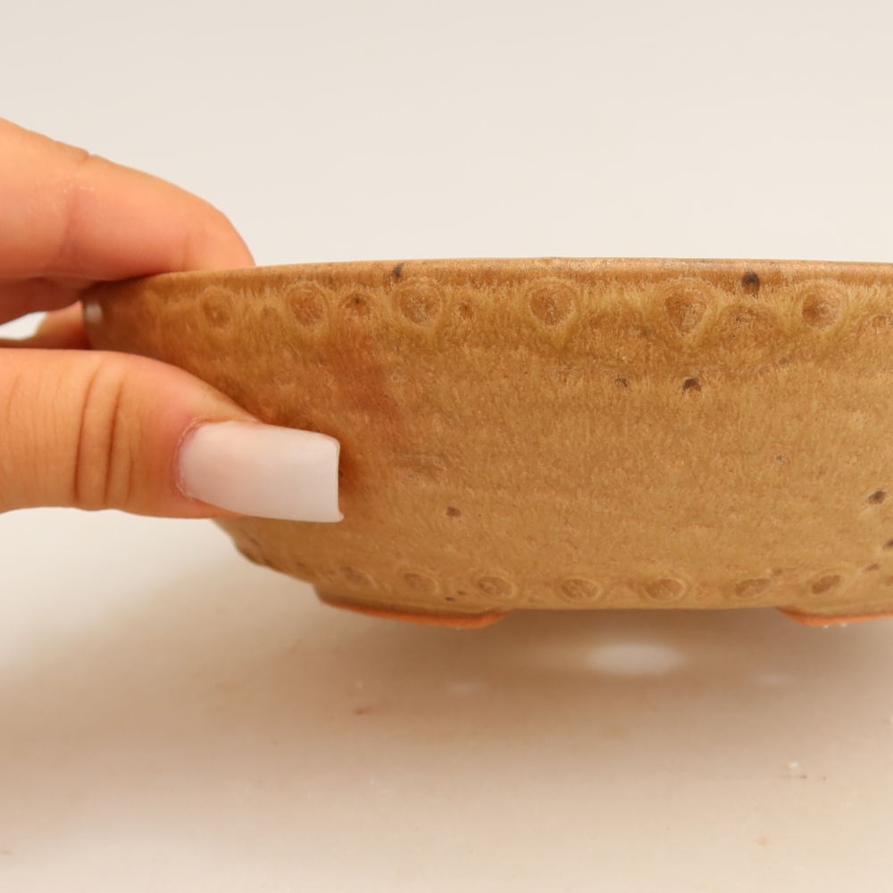 Keramická miska na bonsai 17,5 x 17,5 x 4,5 cm, farba béžová
