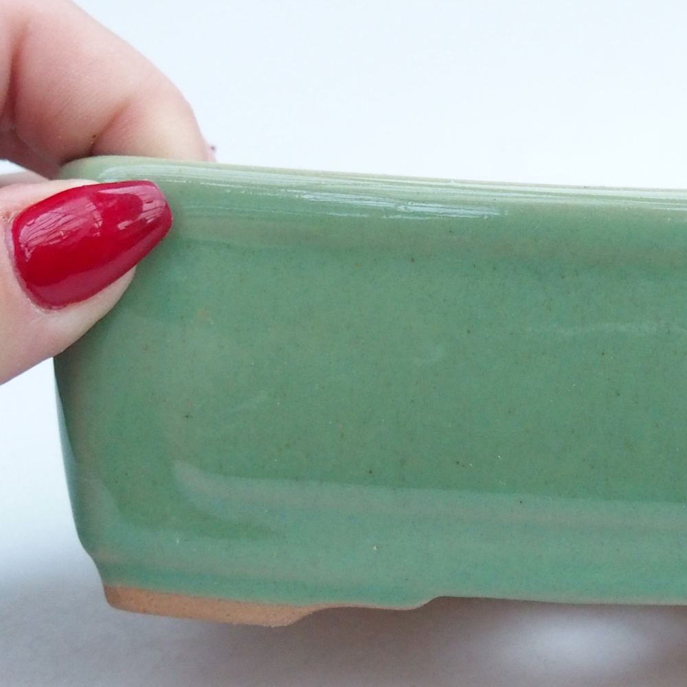 Keramická miska na bonsaje 13 x 10 x 5 cm, zelená