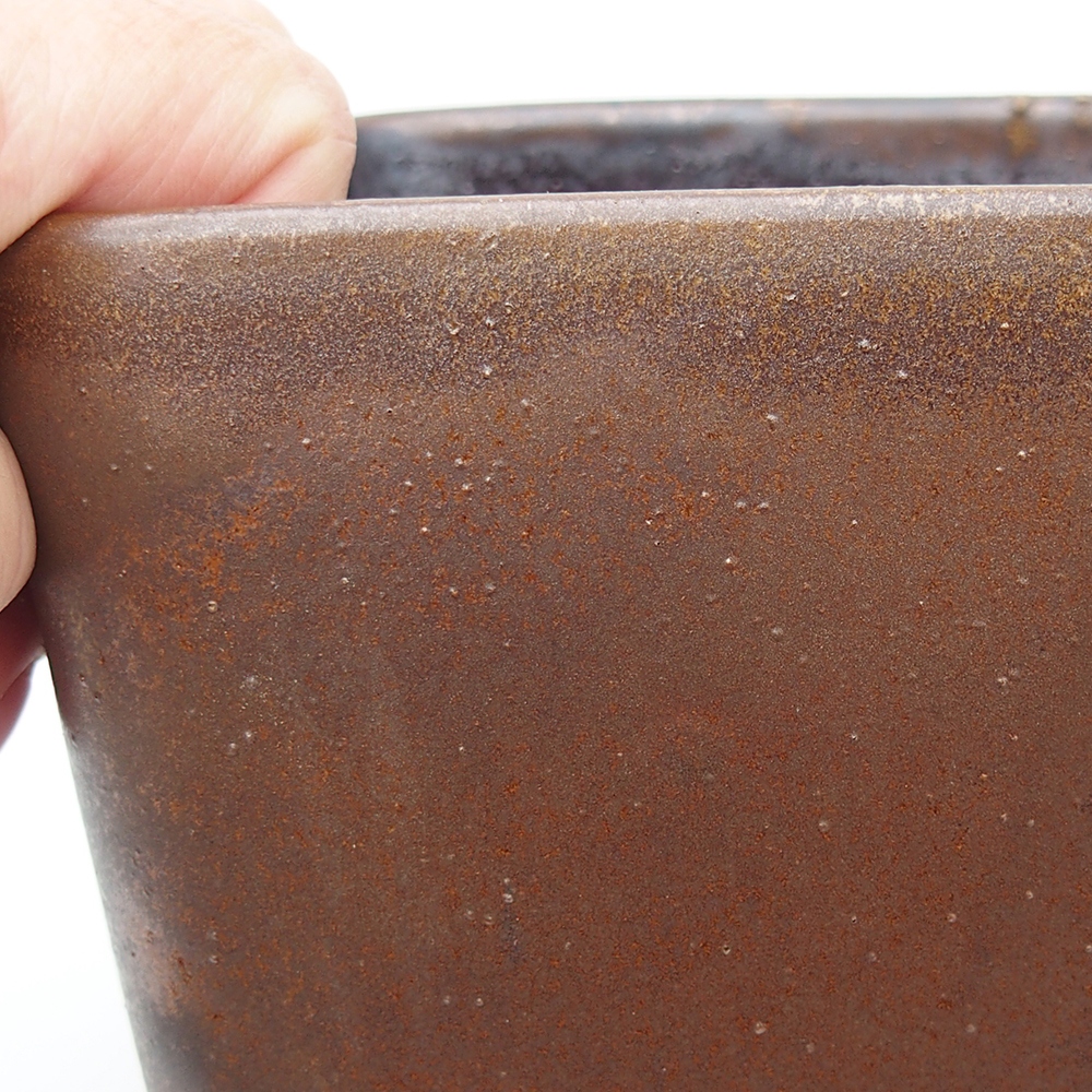 Keramická miska na bonsaje 14 x 14 x 15 cm, hnedá