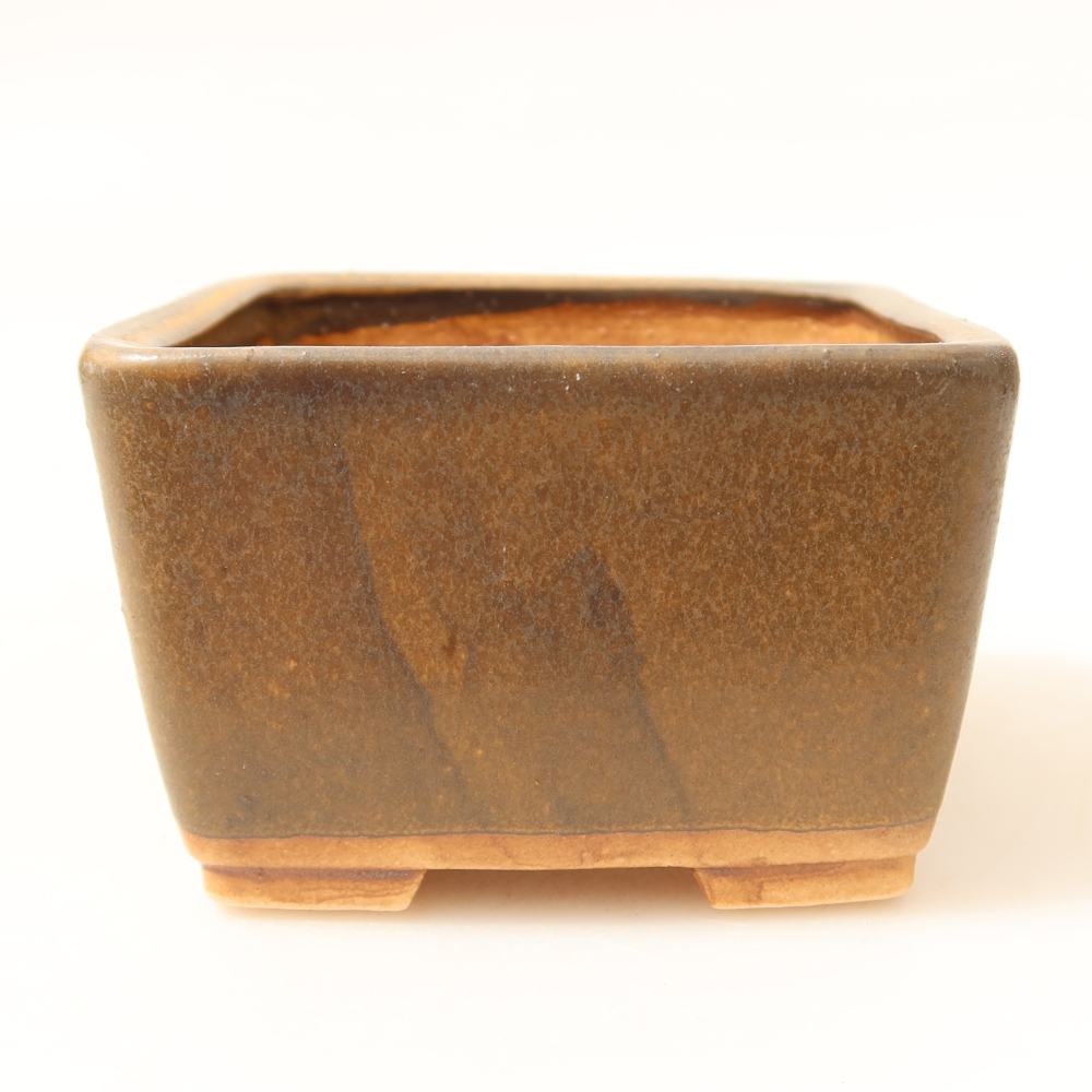Keramická miska na bonsaje 8,5 x 8,5 x 5,5 cm, hnedá