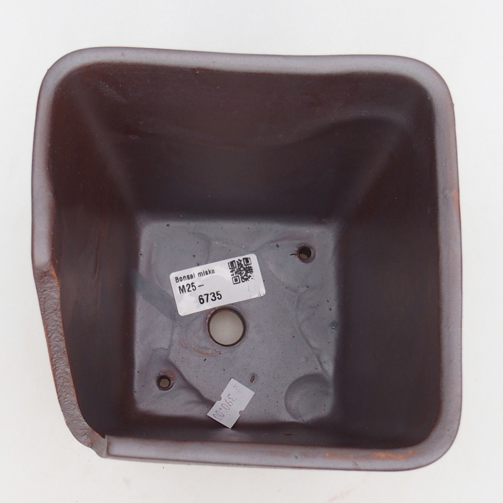 Keramická bonsajová miska 13,5 x 13,5 x 15 cm, farba kovu