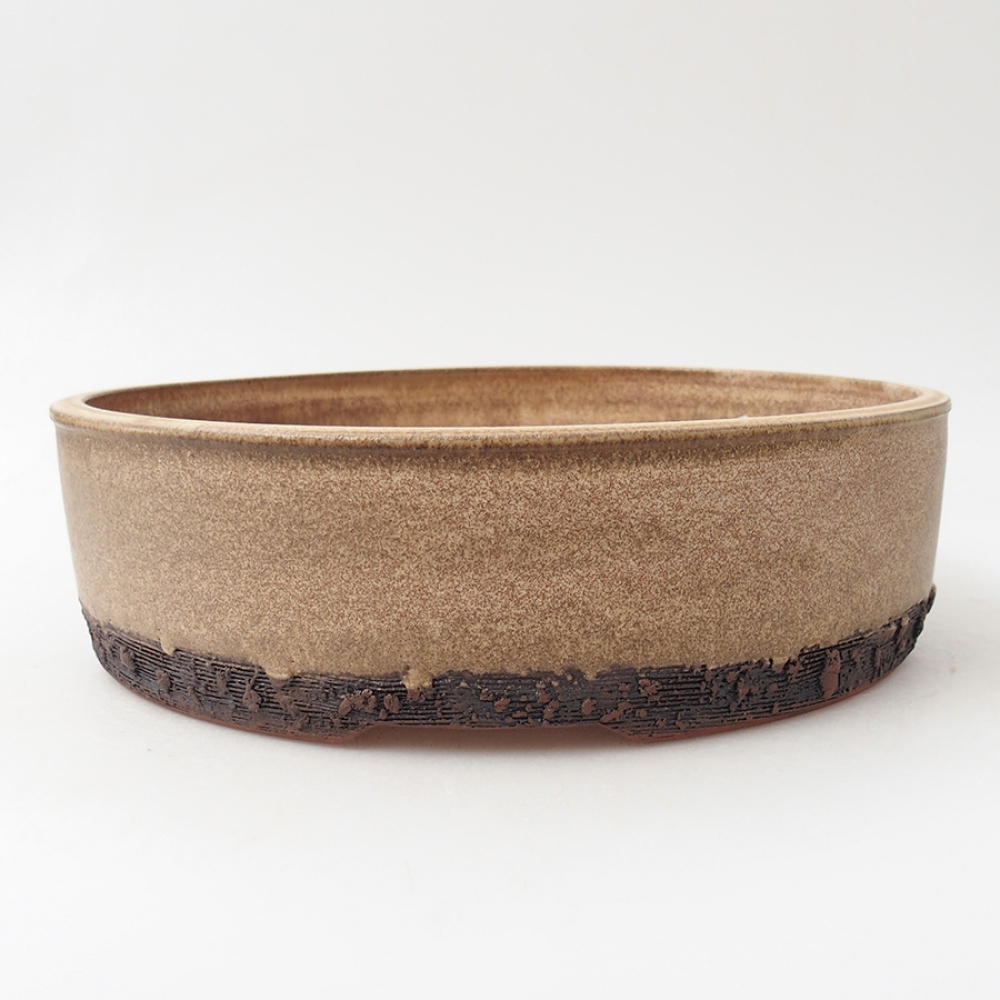 Keramická bonsai miska 24,5 x 24,5 x 7  cm, farba béžová