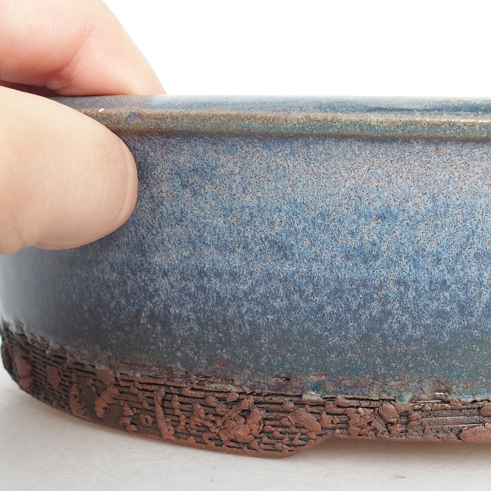 Keramická miska na bonsaje 25,5 x 25,5 x 6,5 cm, farba modrá