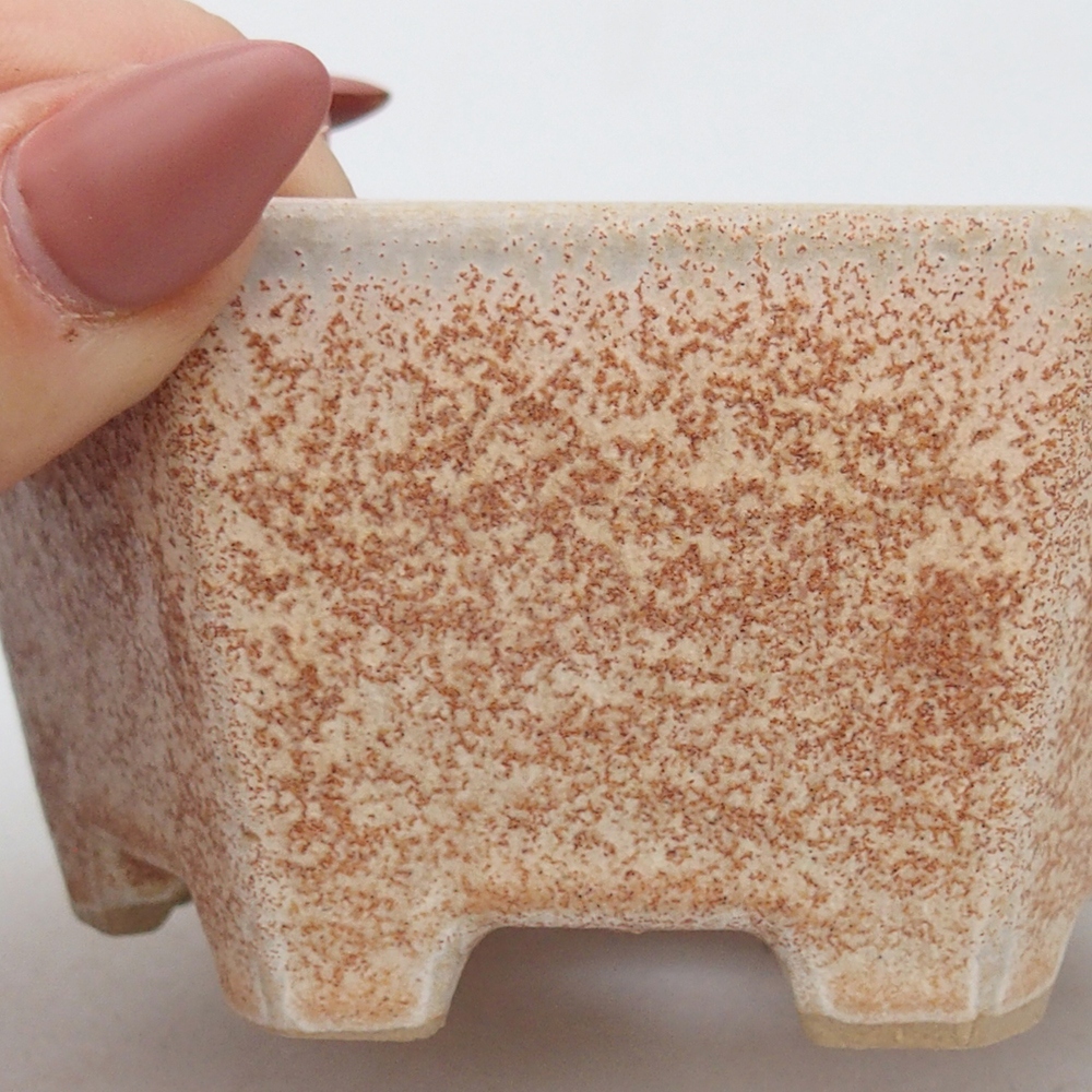 Keramická miska na bonsaje 10,5 x 9,5 x 5 cm, farba béžová